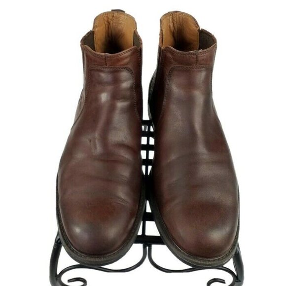 Johnston Murphy Cardell Leather Chelsey Ankle Boots Mens Brown 8M Side Gore - Picture 1 of 10